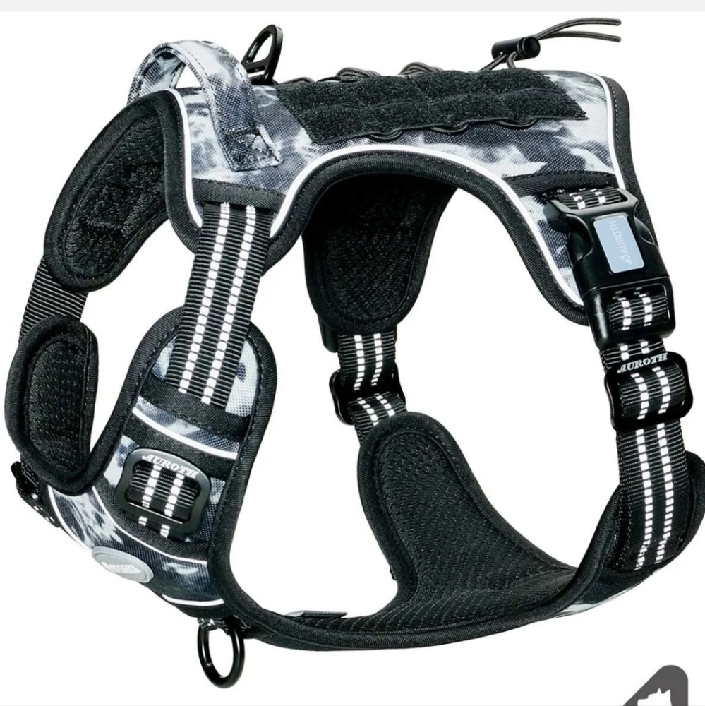Auroth Sz Small Dog Harness Tactical & Training Reflective Blue Camo & Black